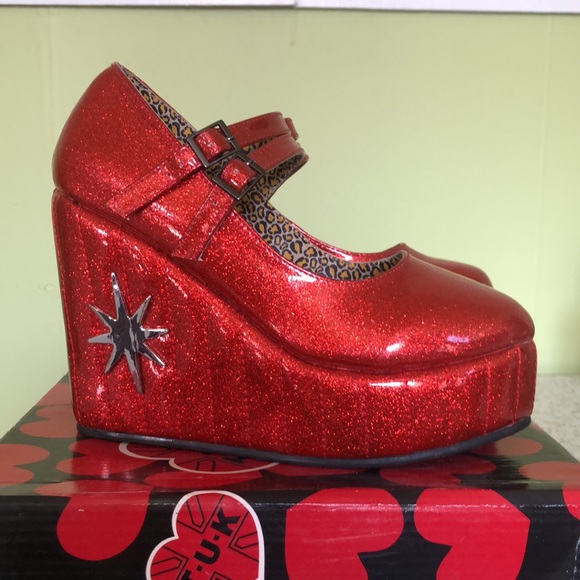 TUK red sparkle T&R Mary-Jane Anchor Wedge - Picture 6 of 9